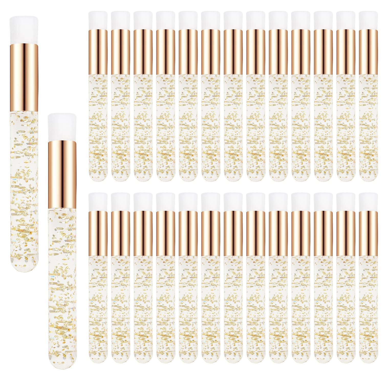 30 Pcs Crystal Lash Shampoo Brushes- Eyelash Cleaning Brush Soft Makeup Brushes for Eyelash Extensions Cleansing,Nose Pore Deep Cleaning Brush(Gold)
