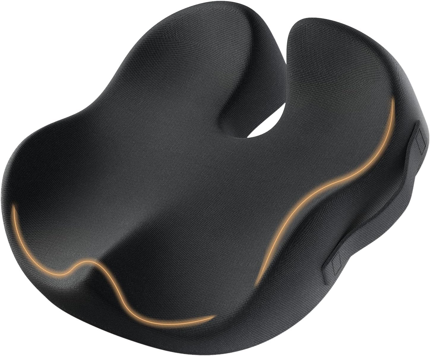 ProtoArc Seat Cushion, Office Chair Cushion for Sciatica, Black | Coccyx Cushion, Ergonomic Memory Foam Seat Cushion for Car, Home, Pressure Relief Pad for Hip, Tailbone, All Day Comfort