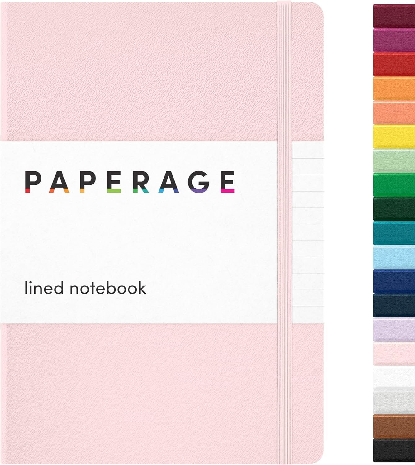 PAPERAGE Lined Journal Notebook, (Blush), 160 Pages, Medium 5.6 in x 8 in – 100 GSM Thick Paper – Hardcover Journaling Notebook for Work, School & Note Taking