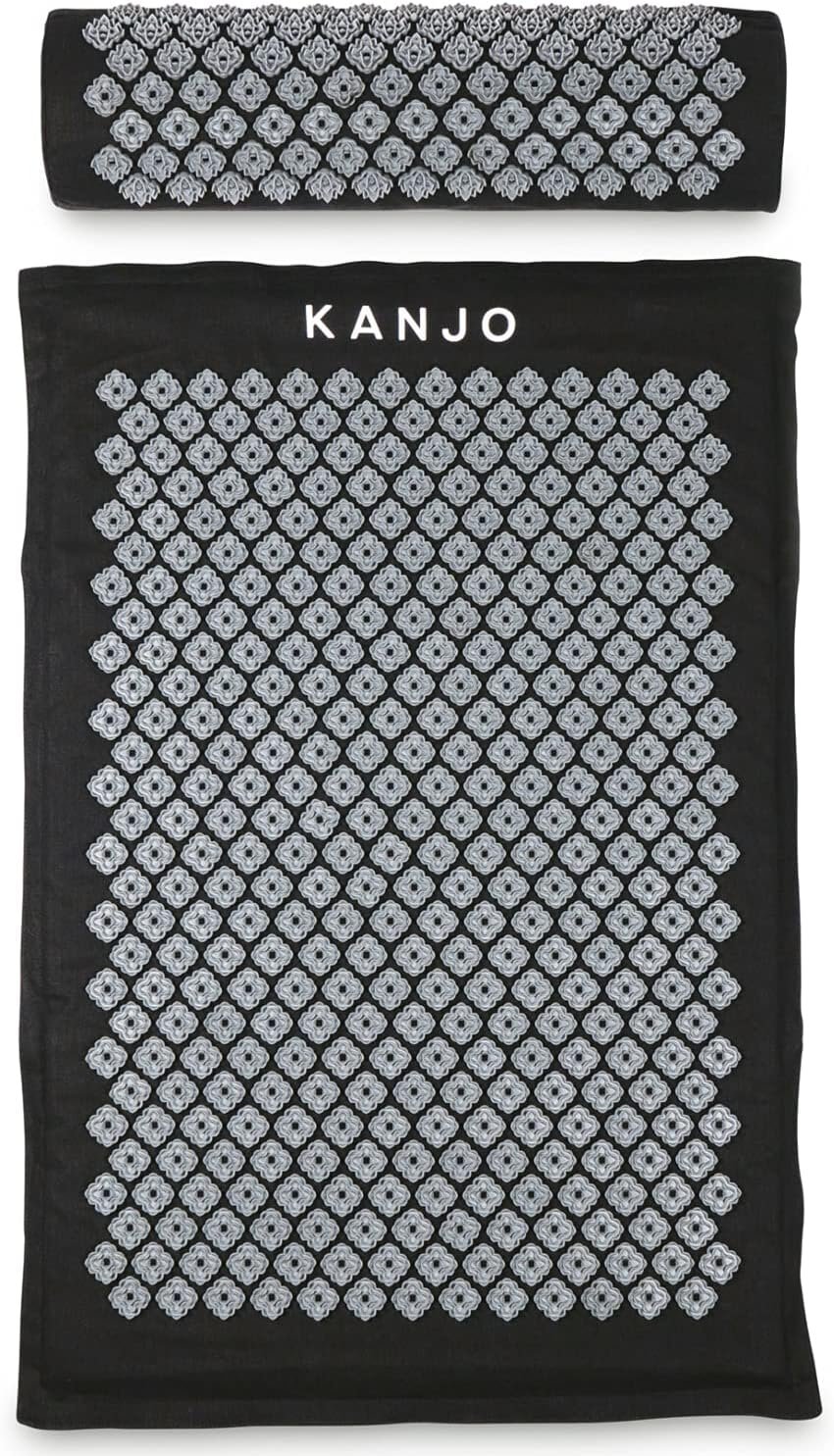 Acupressure Mat and Pillow Set for Back Pain Relief & Neck Pain Relief, with Pressure Points for Muscle Pain Relief with Travel Bag – Black XL