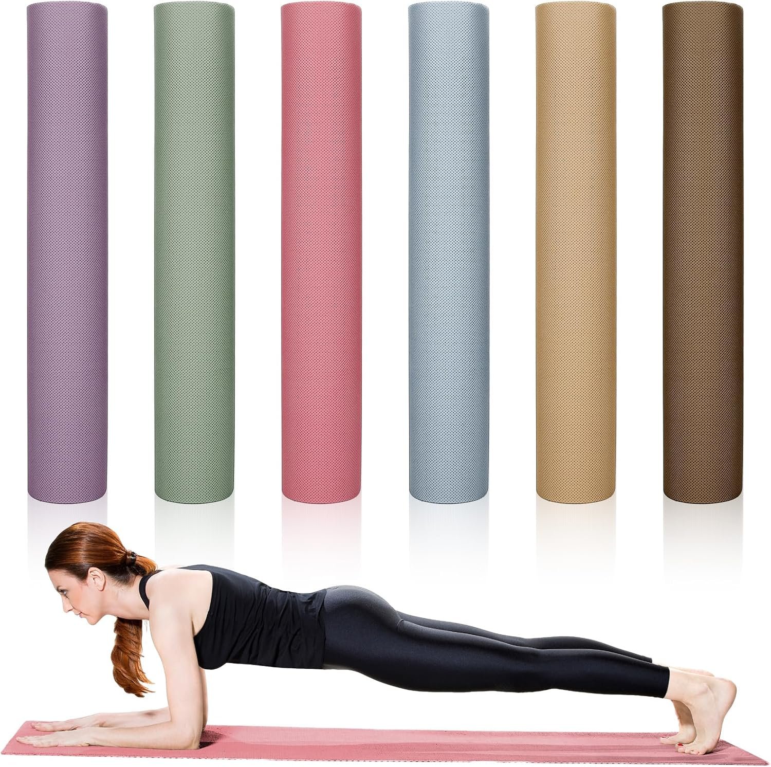 Timgle 6 Pack Yoga Mats Bulk 68 x 24 Inches Non Slip Exercise Yoga Mat 4 mm Thick Anti Slip Tear Resistant Sports Gym for Fitness Stretching Home Workout and Studio
