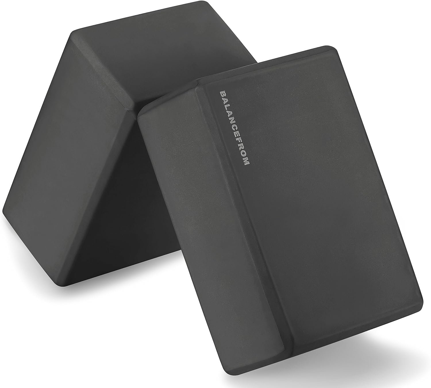 Fitvids Set of 2 High Density Yoga Blocks, 9″x6″x4″ Each, Pair (Black)