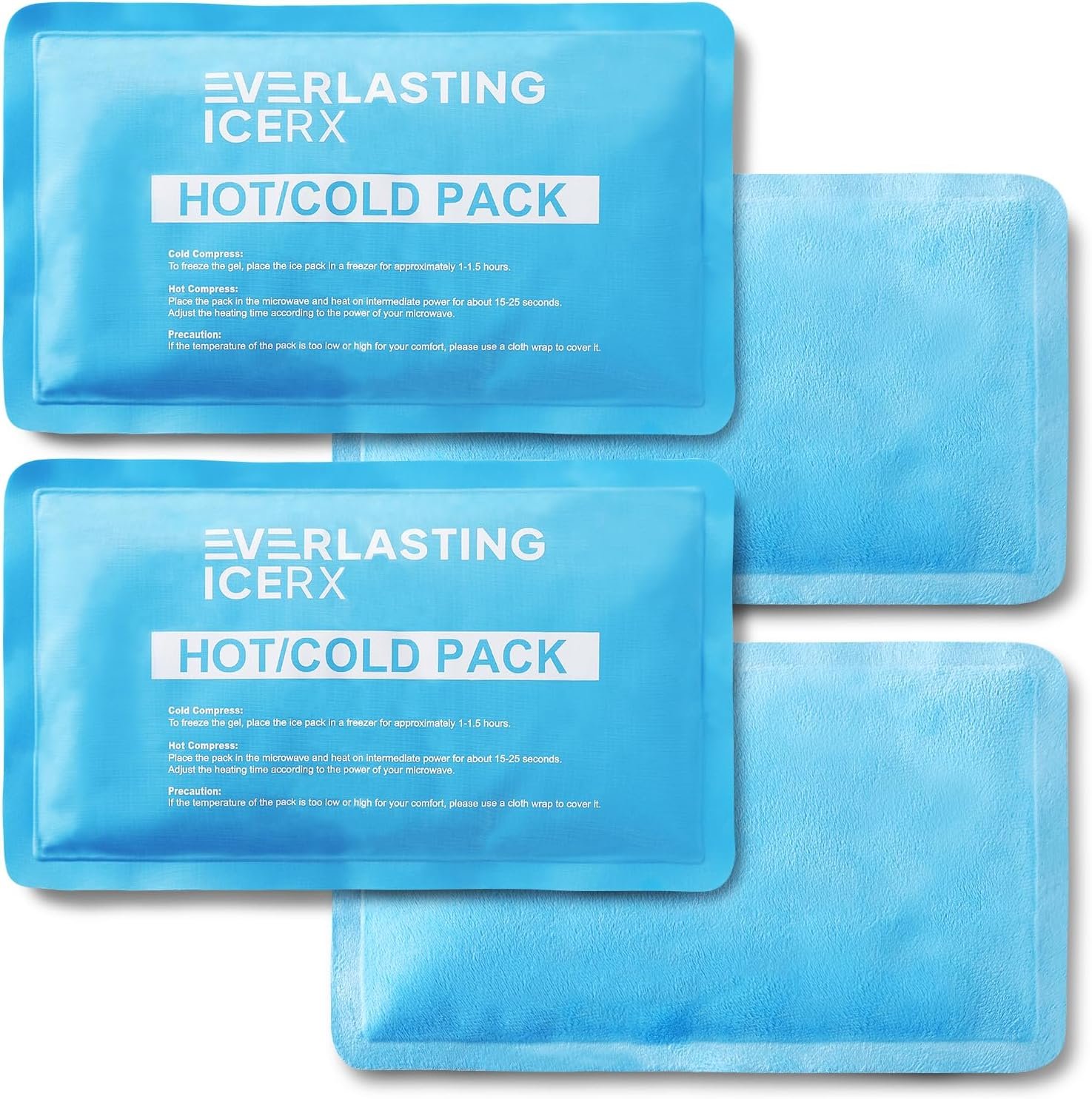 Large Soft Reusable Gel Ice Packs for Injuries, Hot and Cold, 4 Pack
