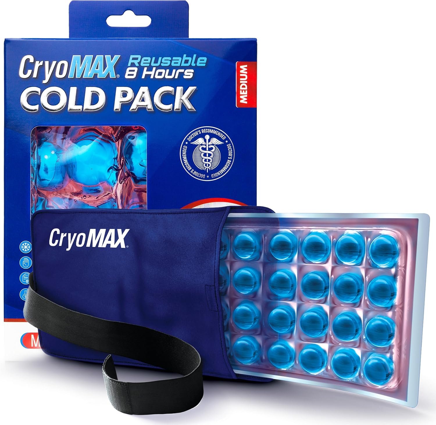 Cryo-Max Cold Pack, 8 Hour Reusable Cold Therapy Ice Pack for Elbows, Knees, Neck + More, Medium, 6″ x 12″ (1 Count)