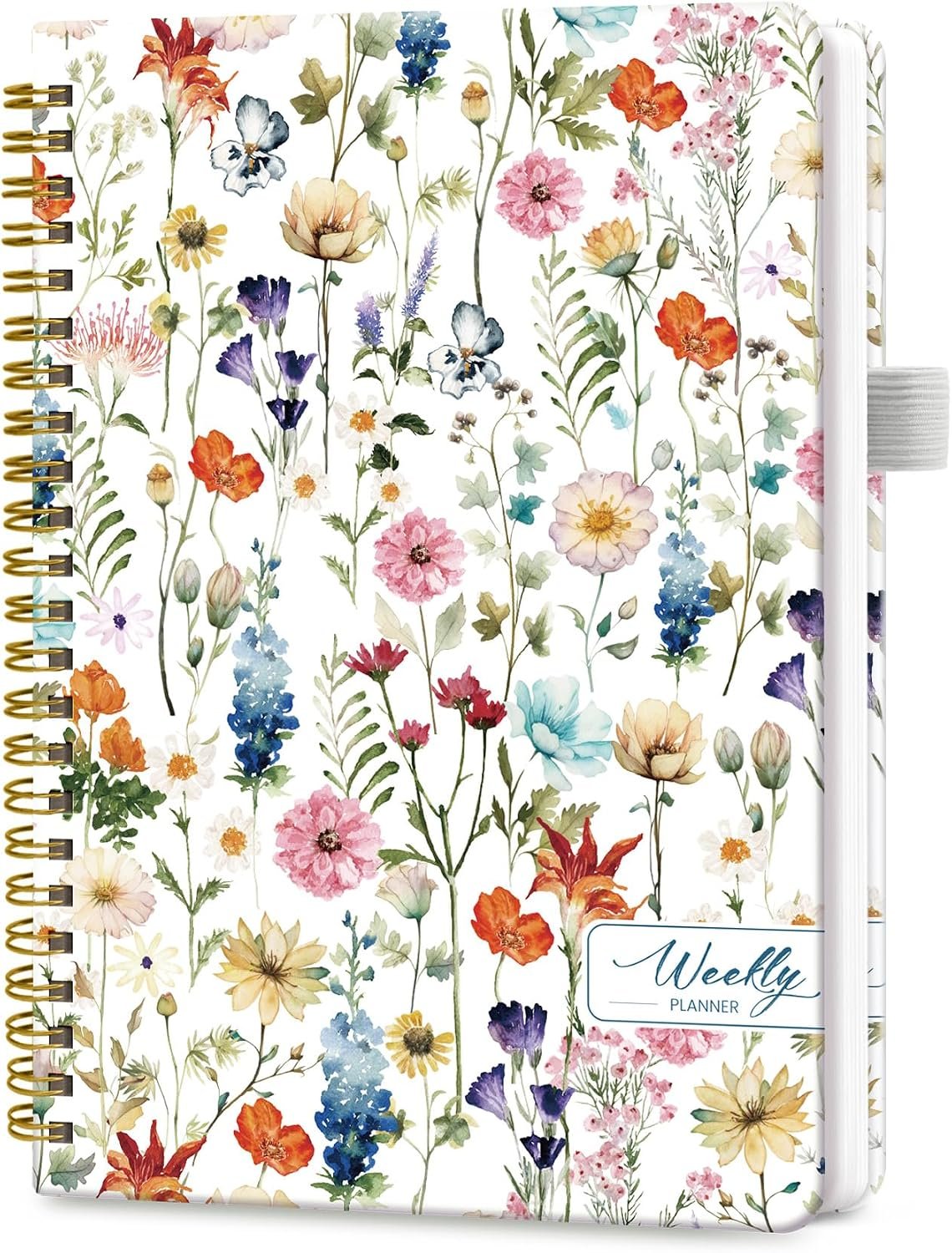 Undated Weekly Planner, To Do List Notebook with Habit Tracker, A5 | For Work Home and College, 6.1″ x 8.2″, Spiral Binding, Goal Planning, Weekly Task Organizer, Floral