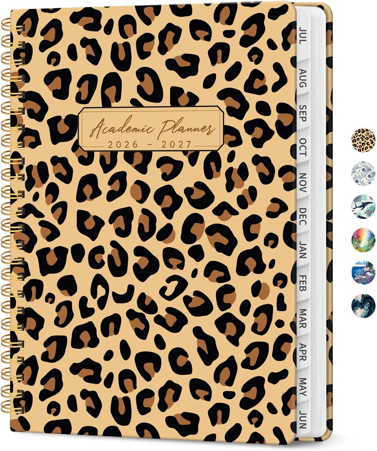 Planner 2026-2027, Monthly & Weekly Jul 2026-Jun 2027 Academic Planner | 6.3″ x 8.5″, Hardcover Spiral Calendar Planner with Tabs, School & Daily Agenda for Women, Students, Teachers, Leopard