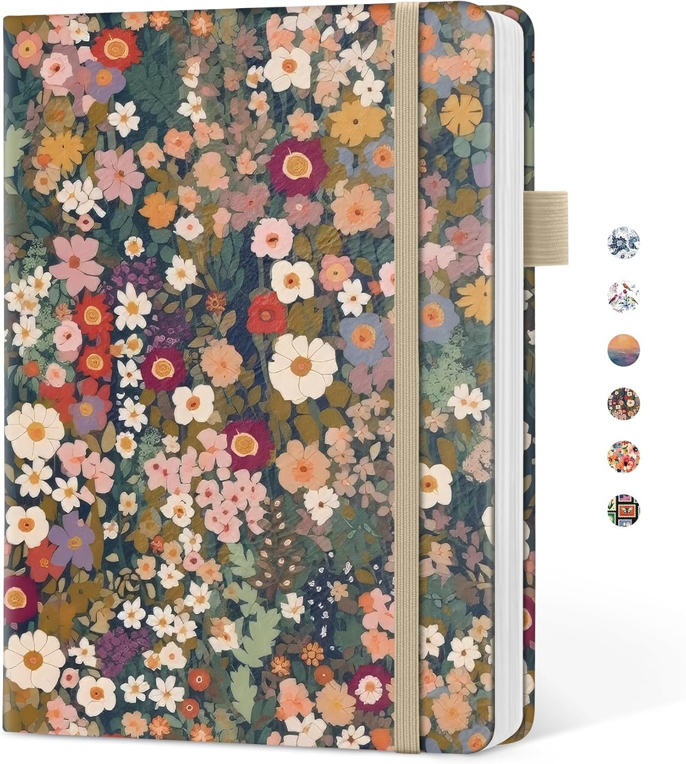 Pretty Lined Journal for Women, Aesthetic Hardcover Leather Journal | A5 Journal for Writing, College Ruled Notebook for Work & Note Taking, Office School Home, 160 Pages, Garden