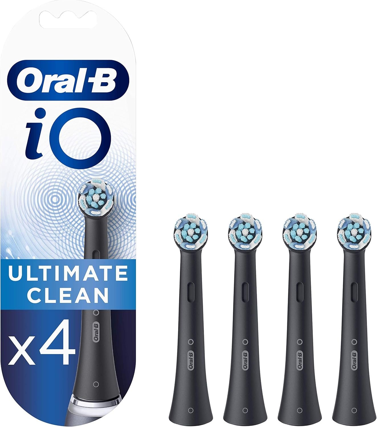 Oral-B iO Ultimate Clean Replacement Brush Heads, Advanced Deep Cleaning, Black, Pack of 4