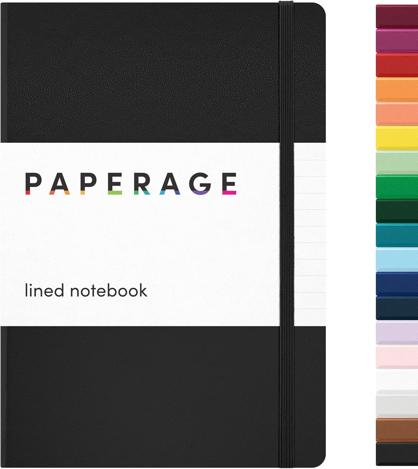PAPERAGE Lined Journal Notebook, (Black), 160 Pages, Medium 5.6 in x 8 in – 100 GSM Thick Paper – Hardcover Journaling Notebook for Work, School & Note Taking