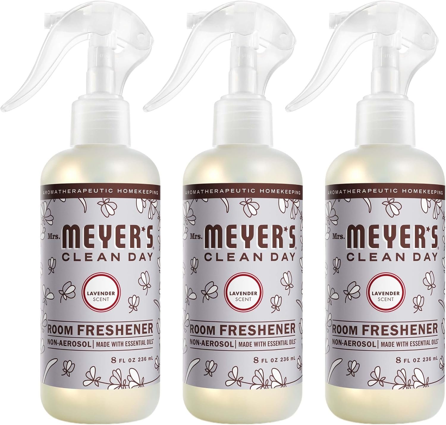 MRS. MEYER’S CLEAN DAY Room Spray, Lavender Scent, 8 Fl Oz Bottle – 3 Pack