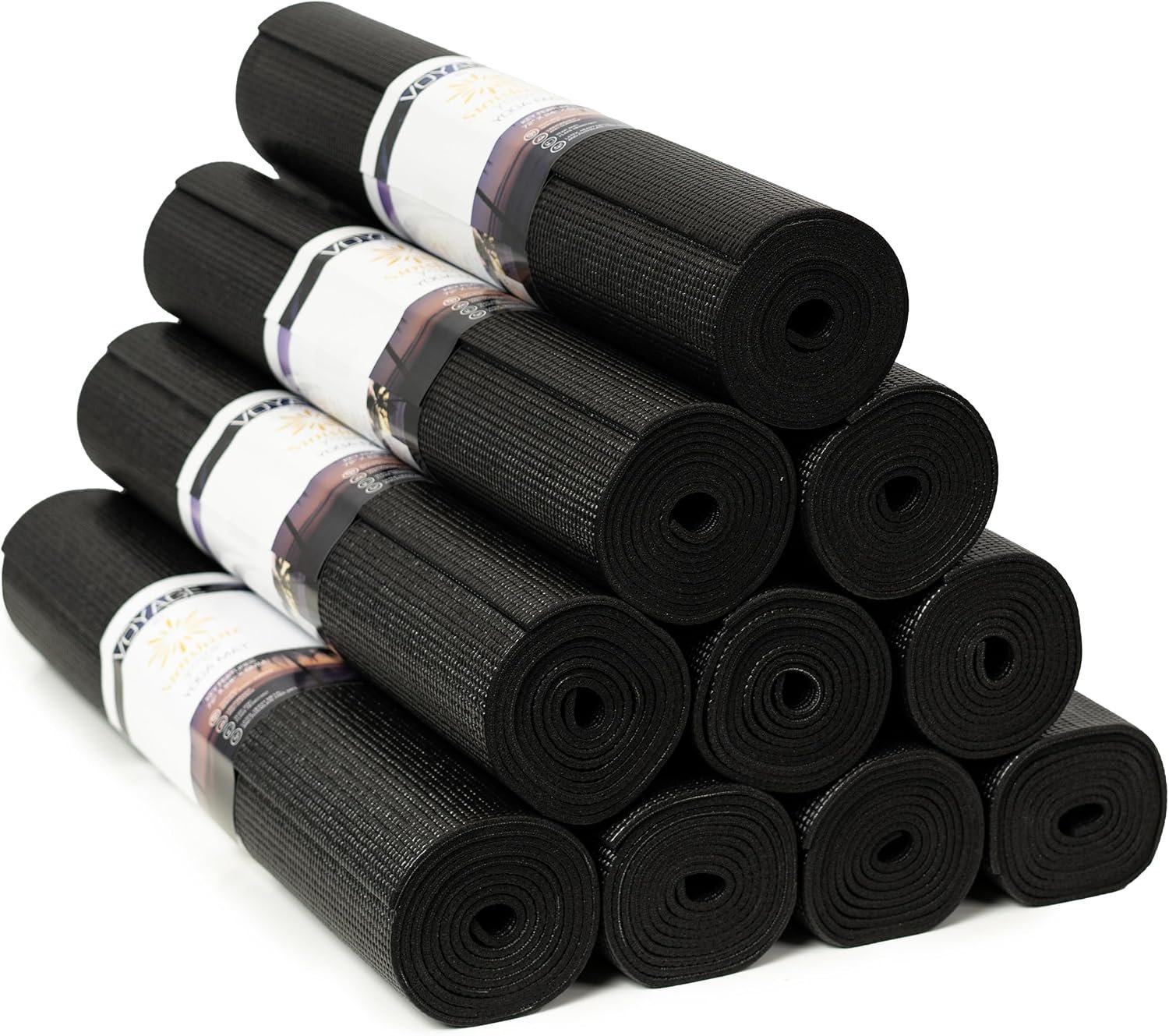 Voyage 5mm Studio Yoga Mats, 10 Pack, 72x24in | Extra Long, Anti-Tear Exercise Mats for Workout, Stretching, Fitness – Non Slip Gym Mats for Home, Schools and Studios