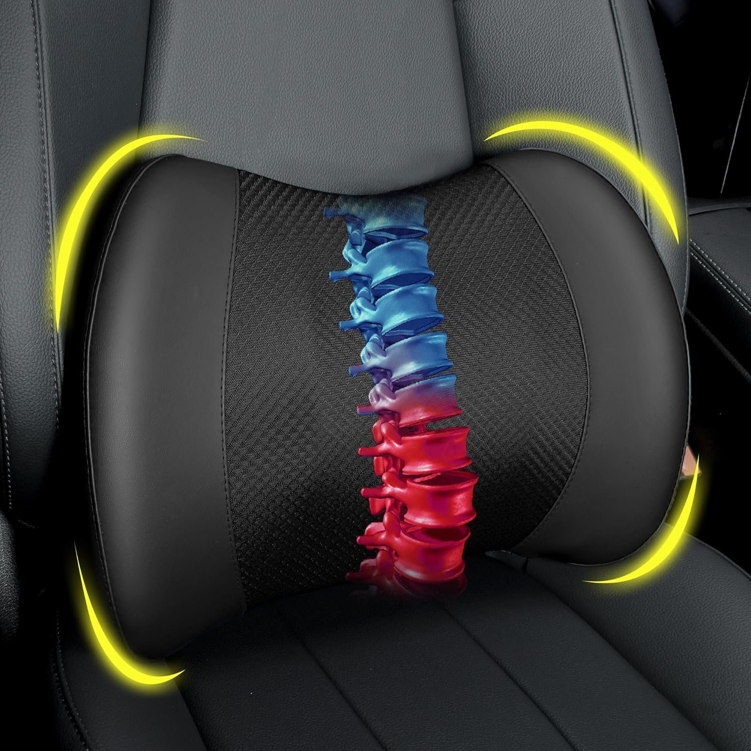 Lofty Aim Lumbar Support Pillow for Car, Car Seat Back Support for Driving | Memory Foam Car Lumbar Support for Driving Seat, Car Back Cushion, Adjustable Straps, Lower Back Pillow, Office Chairs, Black