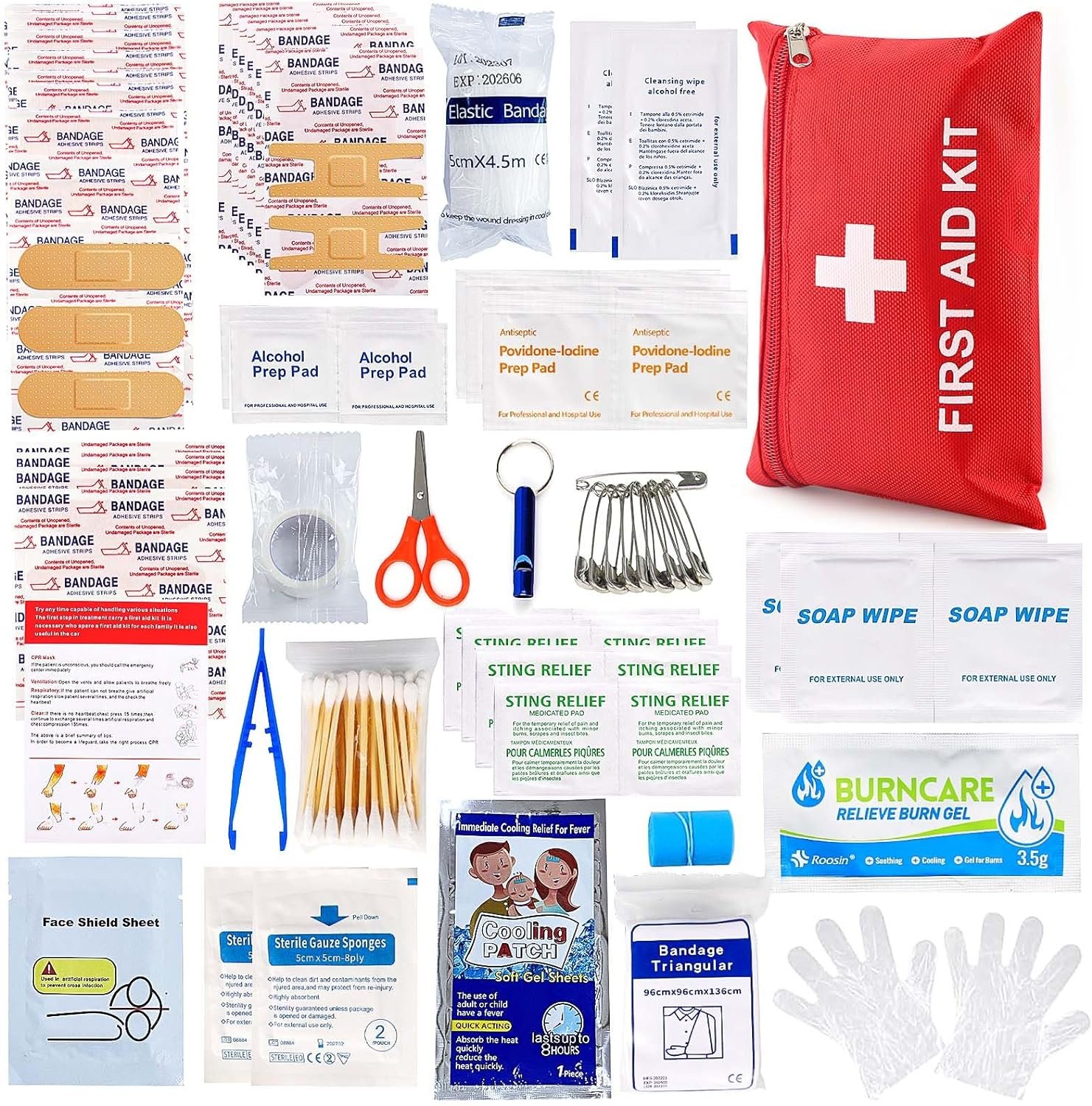 First Aid Kit for Home Car Travel 107 Piece Emergency Kits for Hiking Camping Small Trauma Kit for Boat Vehicle Lightweight Compact Pocket Aid Kit for Sports Outdoor Survival | Lightweight, Compact