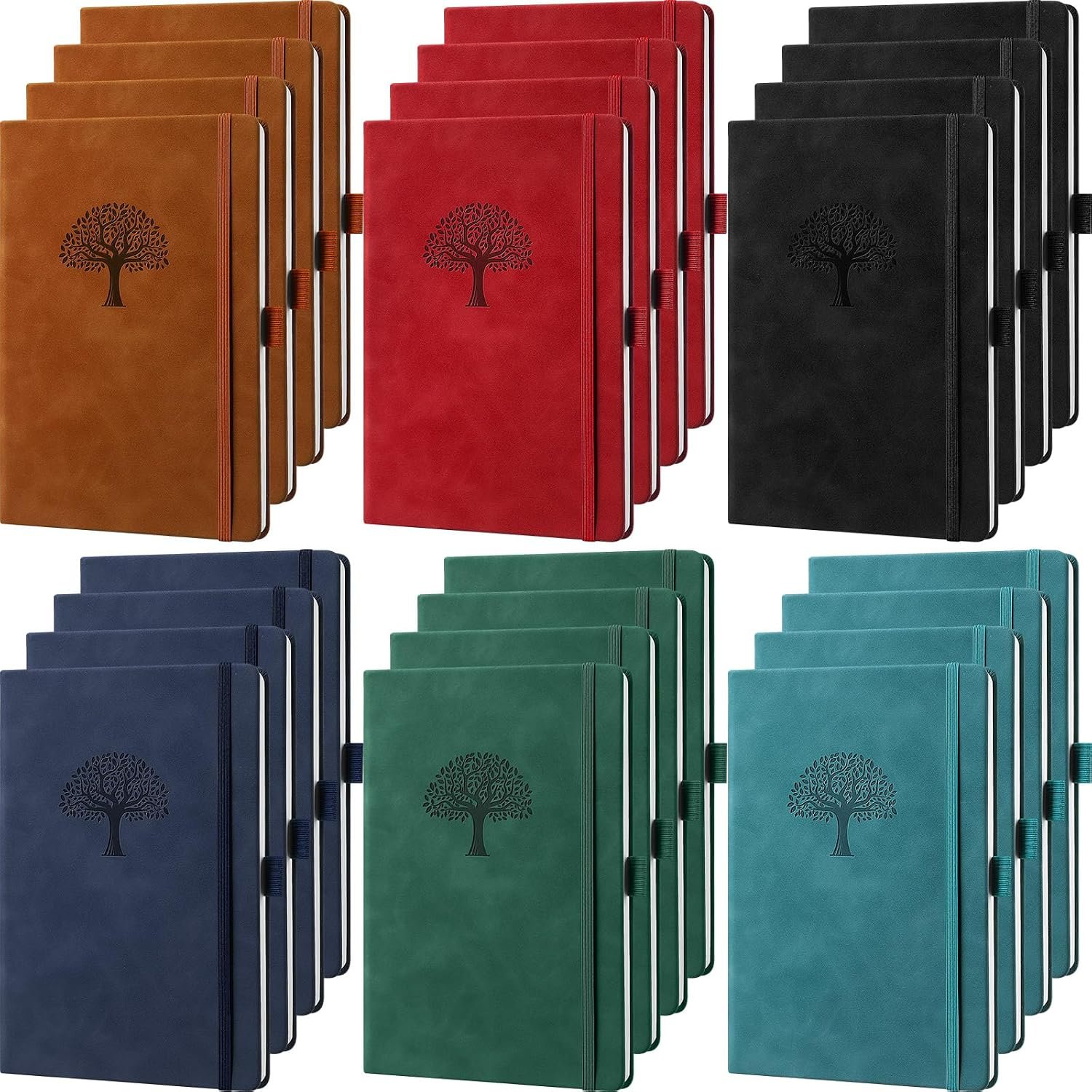 Qeeenar 24 Pack Leather Notebook Journals Bulk 5.7″ x 8.3″ Harder Cover A5 Journals for Writing Men Women Leather Travel Notebooks Daily Gifts for Office Back to School (Multicolored)