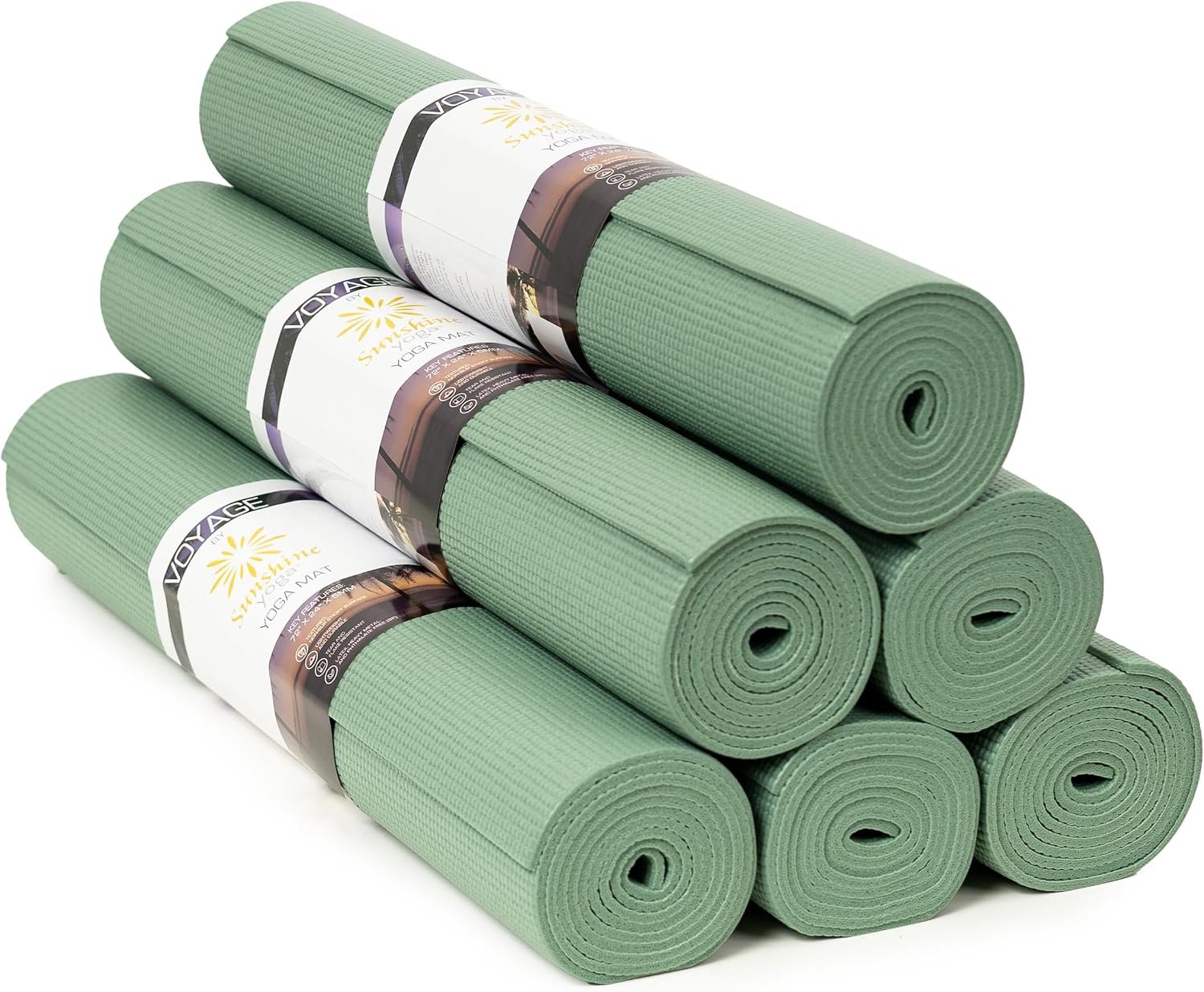 Voyage 5mm Studio Yoga Mats, 6 Pack, 72x24in | Extra Long, Anti-Tear Exercise Mats for Workout, Stretching, Fitness – Non Slip Gym Mats for Home, Schools and Studios