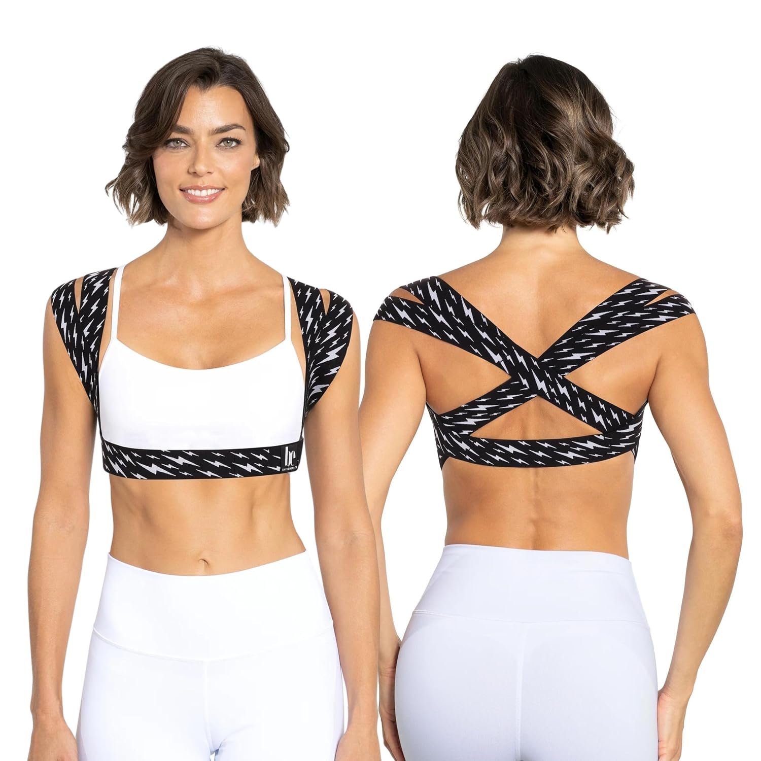 Posture Corrector for Women and Men – Made in USA – Slim and Adjustable Shoulder Brace – Back Brace for Back Pain Relief – Lightning Bolt XL