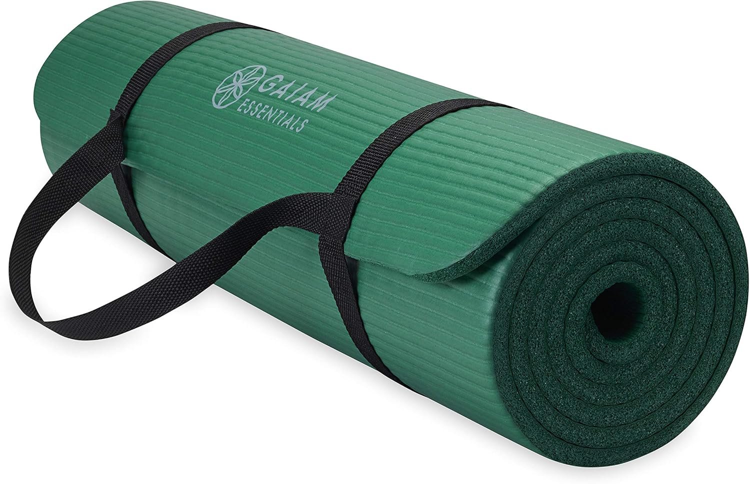 Gaiam Thick Yoga Mat, Exercise & Fitness Mat with Easy-Cinch Carrying Strap | Non-Slip NBR Foam | Joint Cushioning | Yoga, Pilates, Fitness & Floor Workouts | 72″L x 24″W