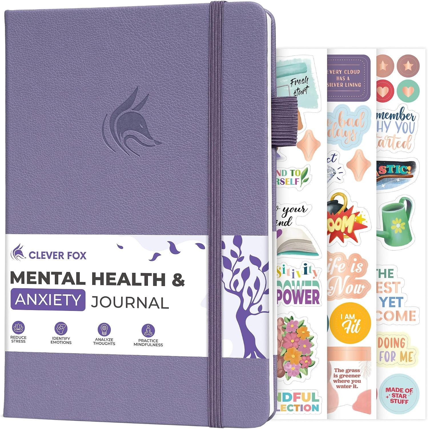 Clever Fox Mental Health & Anxiety Journal CBT Prompts 5.8×8.3 Lavender | Guided self-care diary for women, men & teens, Self-help therapy, feelings & mood tracker, dbt workbook for stress relief