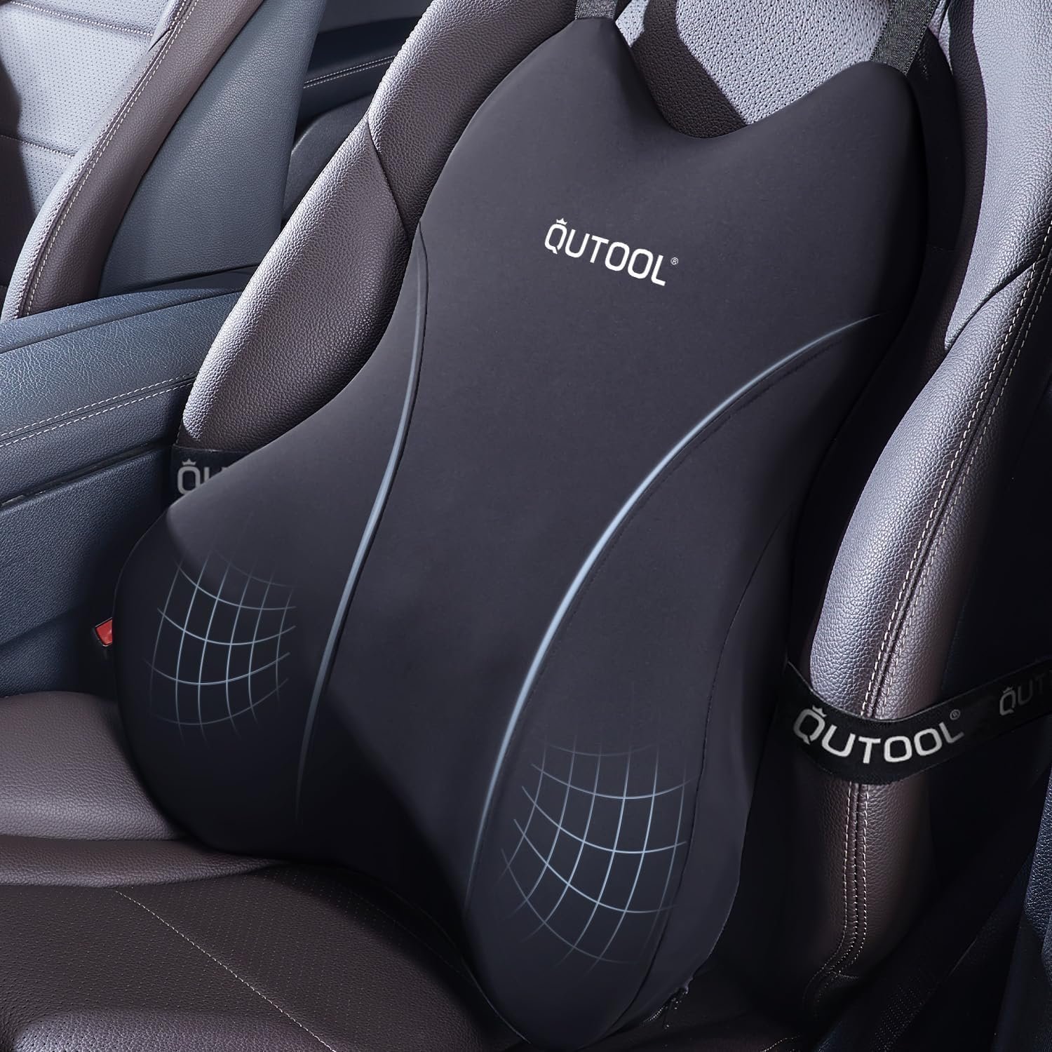 Lumbar Support Pillow for Car, Truck Accessories Travel Essentials, Memory Foam Back Cushion for Driving Seat, Back Pain Relief,Washable Cover, Lower Back Support Fits Most Cars(Black)