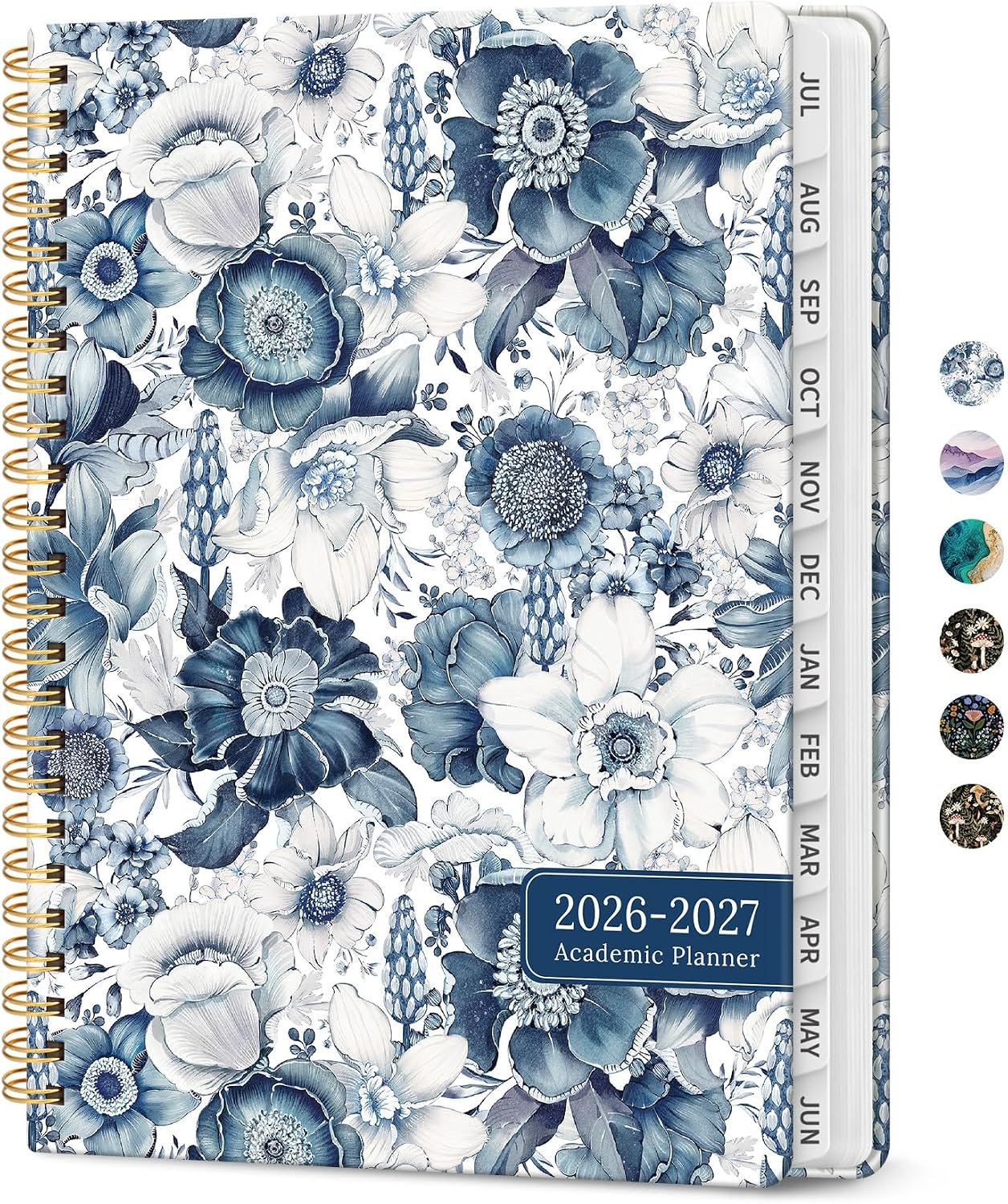 Planner 2026-2027, Jul 2026-Jun 2027 Academic Monthly & Weekly Planner | 6.3″ x 8.5″ Hardcover Pretty Calendar Planner for Women, Spiral Organizer for School Office Home Supplies, Blue Floral