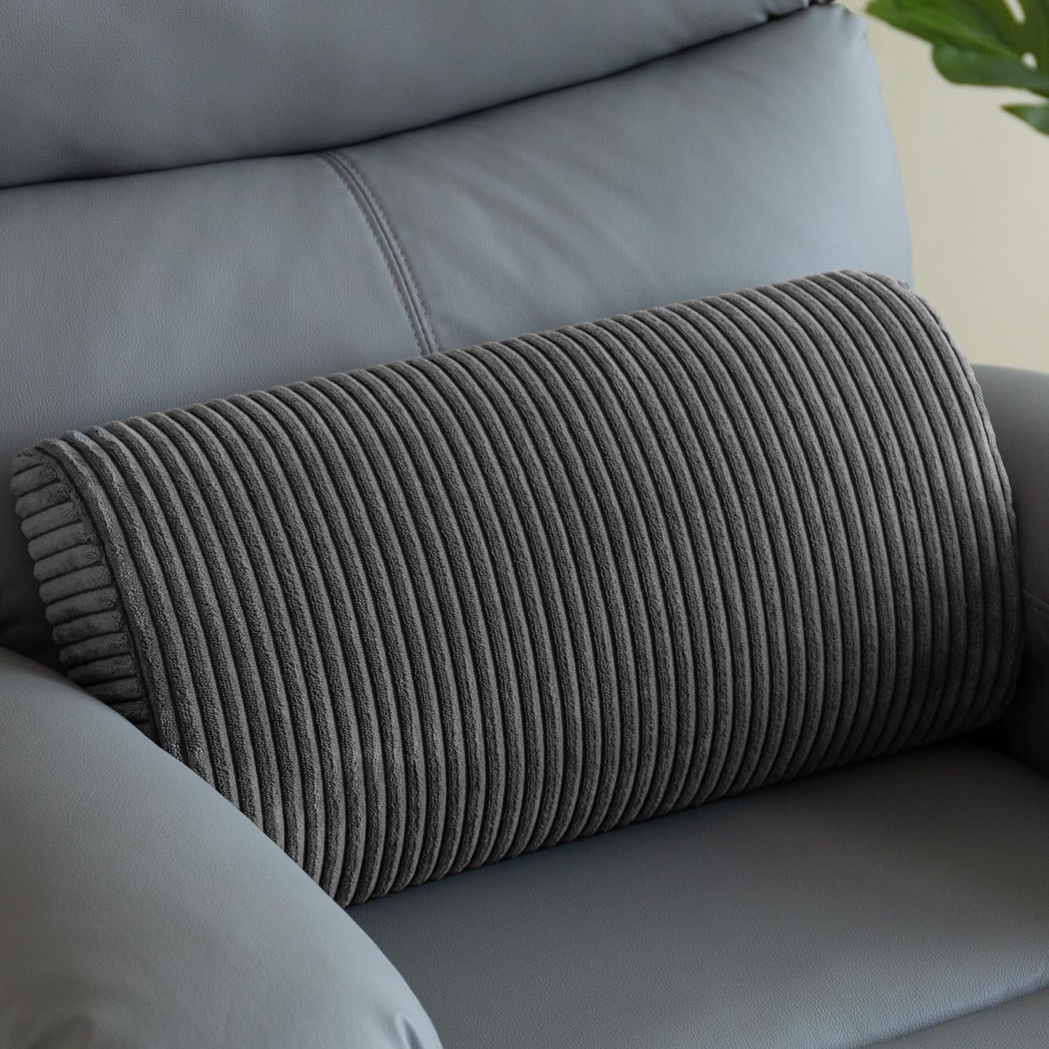 HIGOGOGO Lumbar Support Pillow for Recliner Chair/Accent Chair/Couch, Memory Foam Back Support Cushion for Elderly, Recliner Cushions for Back Rest, Pain Relief, Reading, Washable Cover, Dark Grey