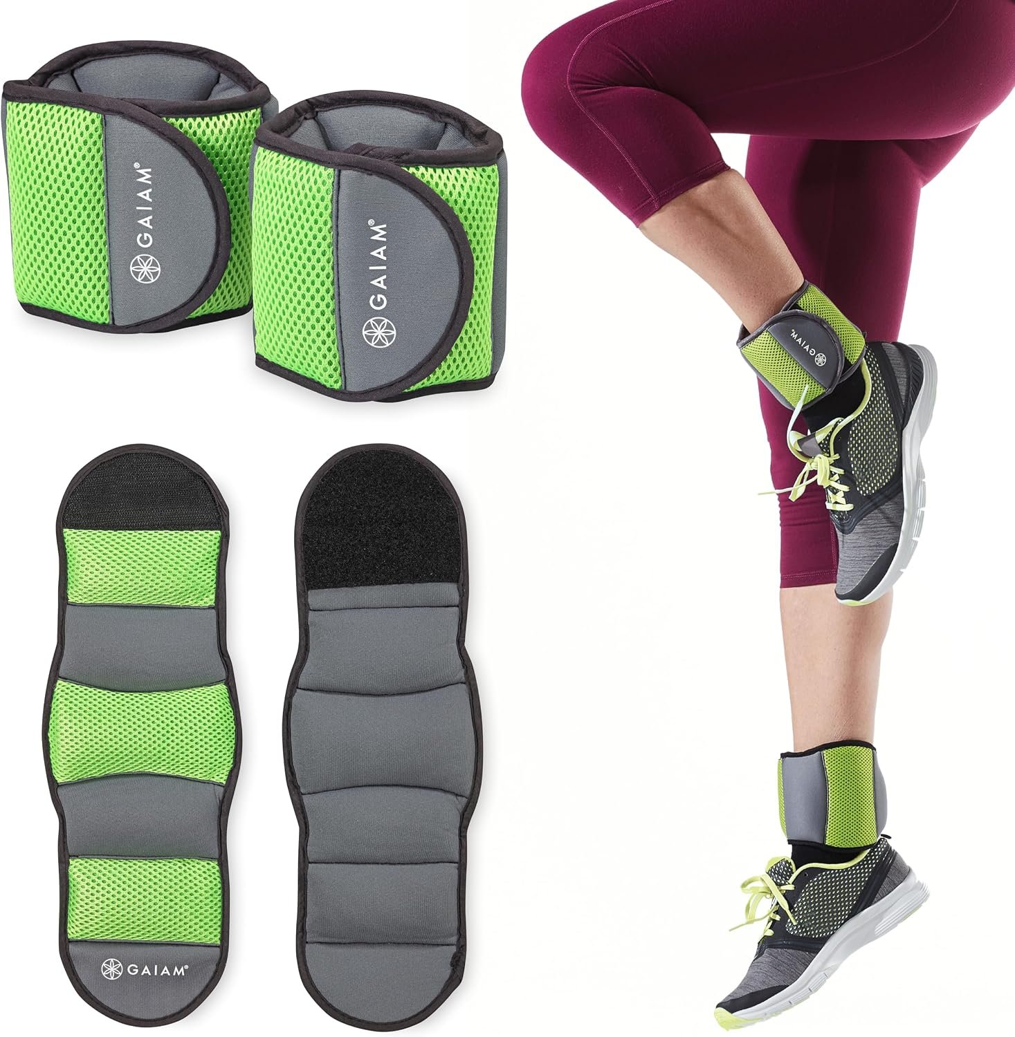 Gaiam Ankle Weights, Wearable Bracelet to Strengthen, Tone & Sculpt, Adjustable Ankle Weights for Women & Men for Yoga, Dance, Pilates, Barre, Cardio, Home & Gym Use