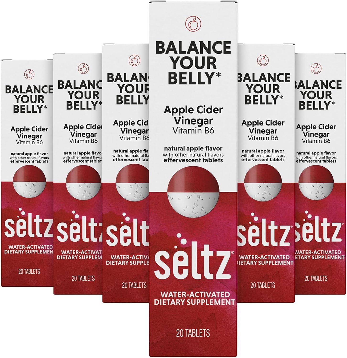 Seltz Apple Cider Vinegar Drink Tablets, Effervescent ACV with Vitamin B6